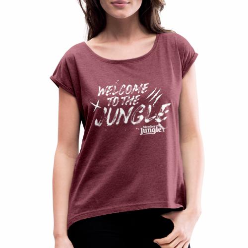 Welcome to the Member Jungle (White) - Women's Roll Cuff T-Shirt