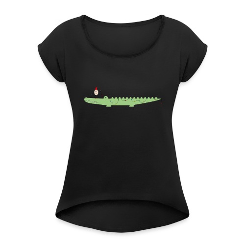 Croc & Egg Christmas - Women's Roll Cuff T-Shirt