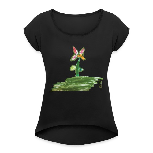 Flower and grass. - Women's Roll Cuff T-Shirt