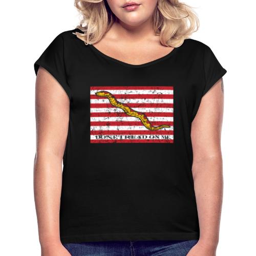 The Navy Rattlesnake Jack Dont Tread On Me Flag - Women's Roll Cuff T-Shirt
