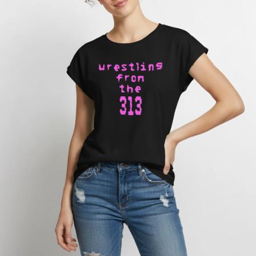 Wrestling from the 313 (pink) - Women's Premium Roll Up Sleeve T-Shirt
