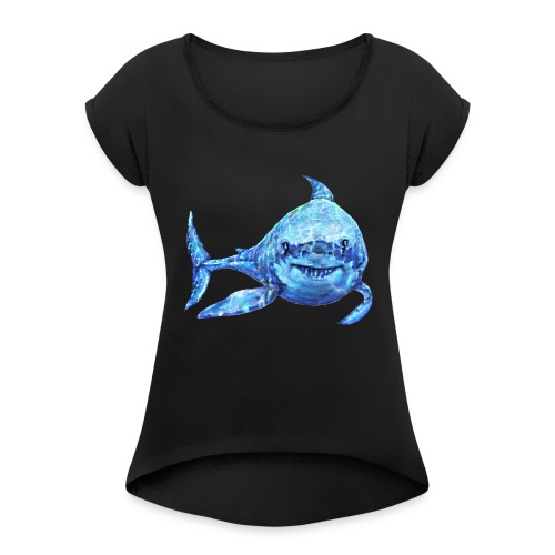 sharp shark - Women's Roll Cuff T-Shirt