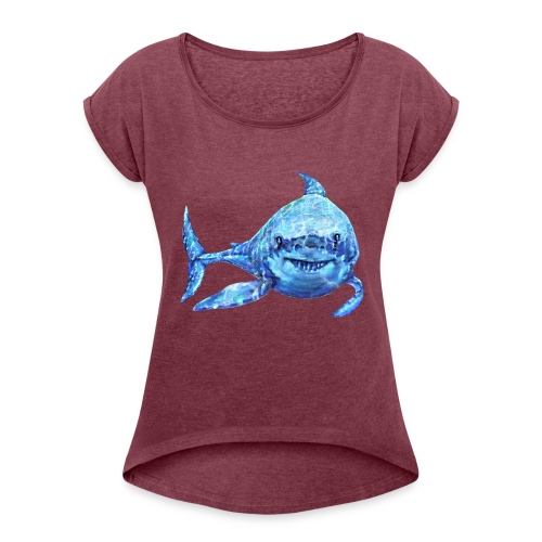 sharp shark - Women's Roll Cuff T-Shirt