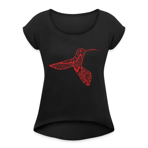 hummingbird red - Women's Roll Cuff T-Shirt