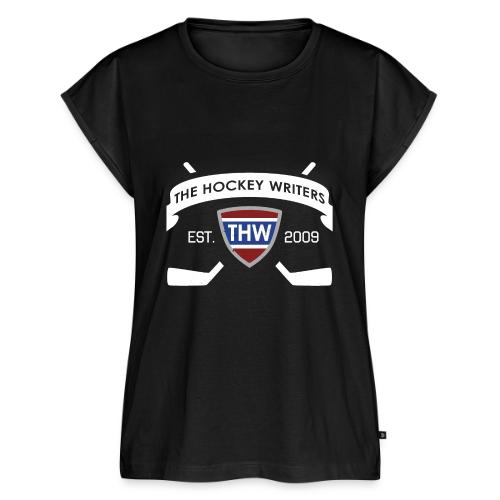The Hockey Writers Est. 2009 Banner Logo - white - Women's Premium Roll Up Sleeve T-Shirt