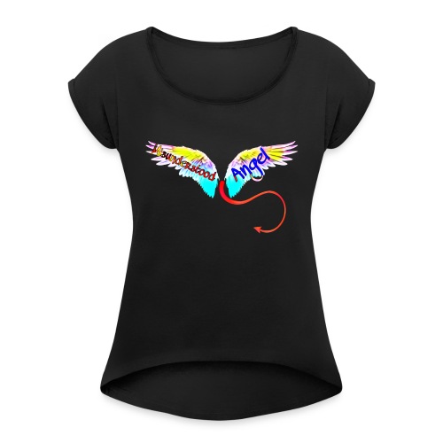 Misunderstood Angel (Angel Wings) - Women's Roll Cuff T-Shirt