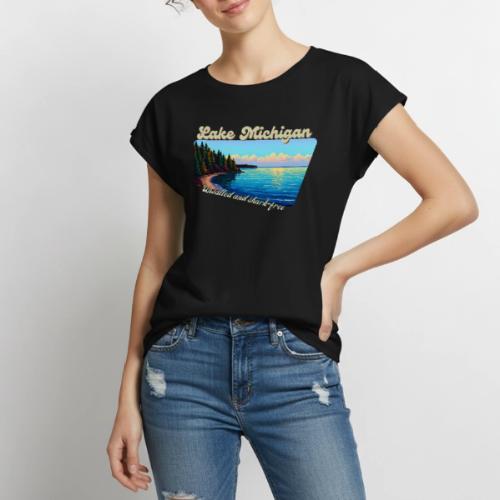 Lake Michigan Unsalted and shark-free - Women's Premium Roll Up Sleeve T-Shirt