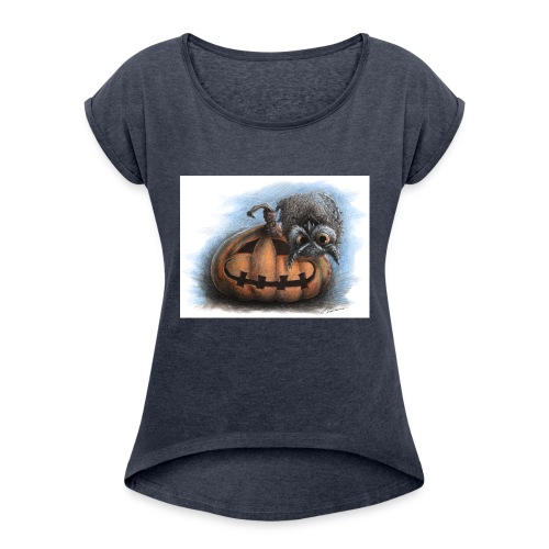 Halloween Owl - Women's Roll Cuff T-Shirt