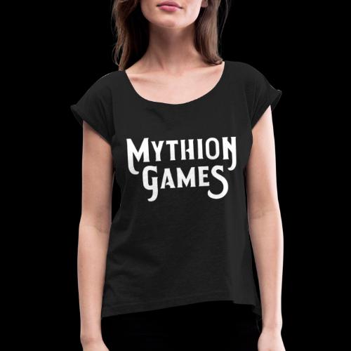 Mythion Logo White - Women's Roll Cuff T-Shirt