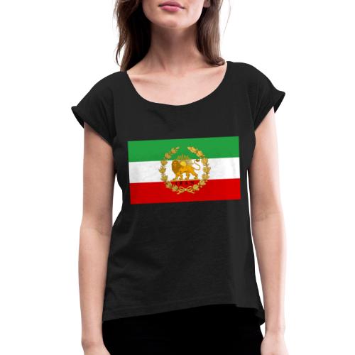 State Flag of Iran Lion and Sun - Women's Roll Cuff T-Shirt