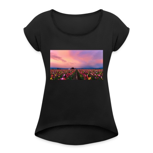 flowers - Women's Roll Cuff T-Shirt