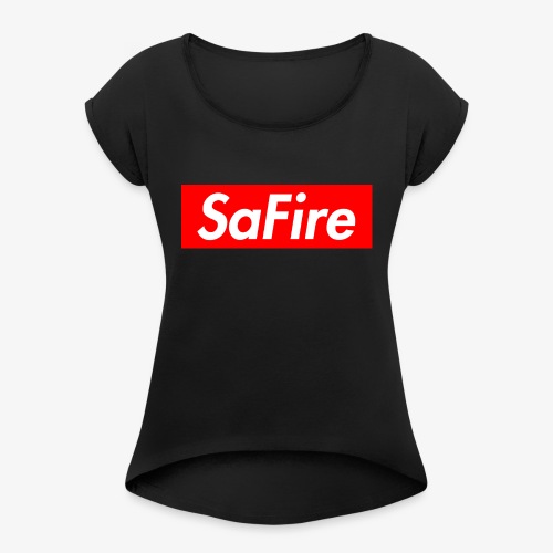SaFire box logo tee - Women's Roll Cuff T-Shirt