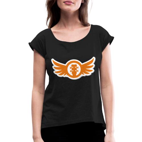 Ukulele Gives You Wings (Orange) - Women's Roll Cuff T-Shirt