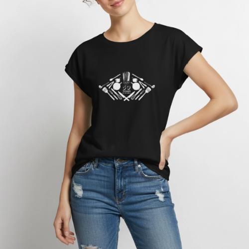 50th Anniversary Utensils - White Font - Women's Premium Roll Up Sleeve T-Shirt