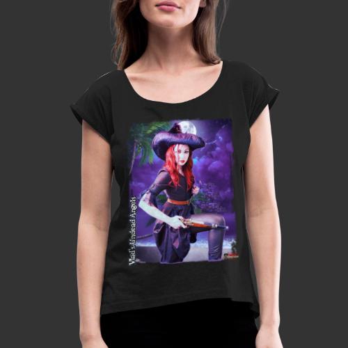 Live Undead Angels: Vamp Pirate Jacquotte On Beach - Women's Roll Cuff T-Shirt