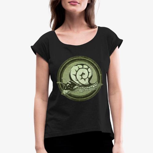 Wild Snail Grunge Animal - Women's Roll Cuff T-Shirt