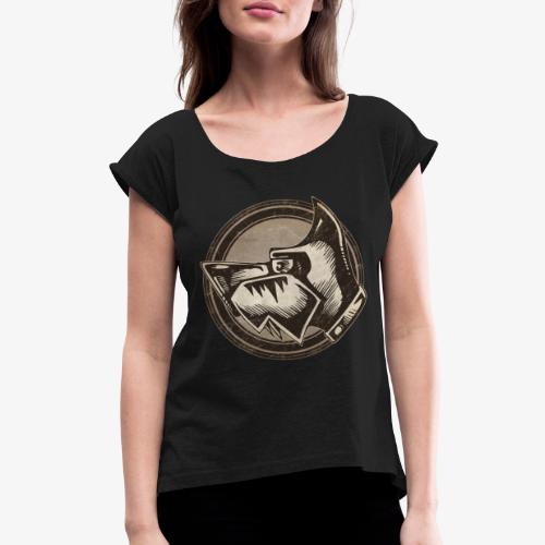 Wild Dog Grunge Animal - Women's Roll Cuff T-Shirt