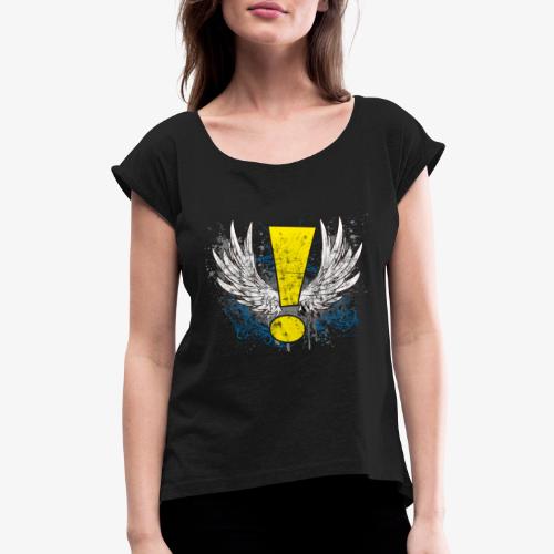 Winged Whee! Exclamation Point - Women's Roll Cuff T-Shirt