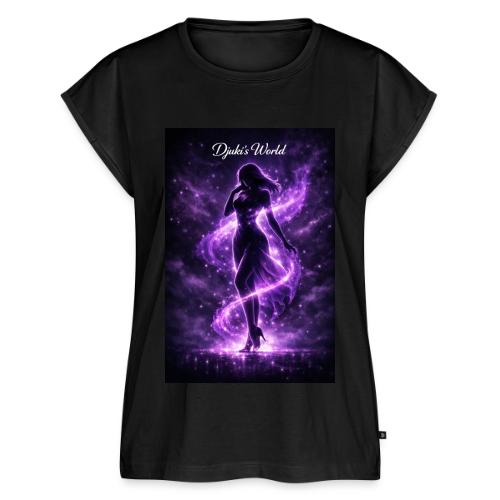 Elegant Silhouette Purple Energy - Women's Premium Roll Up Sleeve T-Shirt