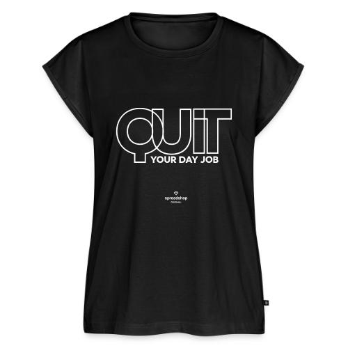 Quit in white - Women's Premium Roll Up Sleeve T-Shirt