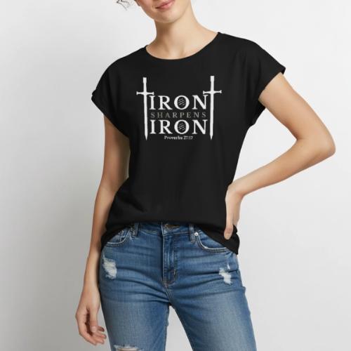 Iron Sharpens Iron - Proverbs 27:17 (White & Grey) - Women's Premium Roll Up Sleeve T-Shirt
