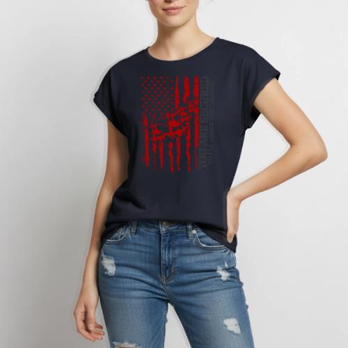 You are Secured To Fly Above The Ground - Women's Premium Roll Up Sleeve T-Shirt