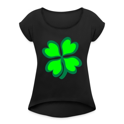 4 leaf clover - Women's Roll Cuff T-Shirt
