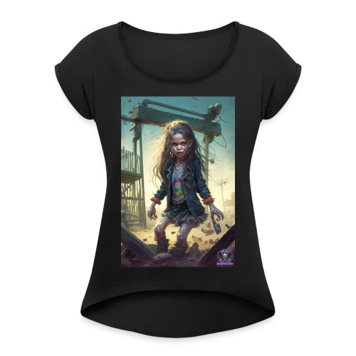 Zombie Kid Playground G03: Zombies Everyday Life - Women's Roll Cuff T-Shirt