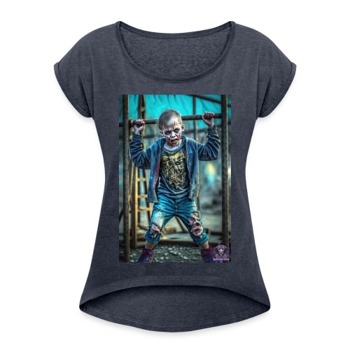 Zombie Kid Playground B12: Zombies Everyday Life - Women's Roll Cuff T-Shirt