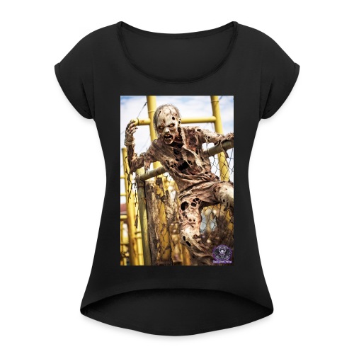 Zombie Kid Playground B08: Zombies Everyday Life - Women's Roll Cuff T-Shirt