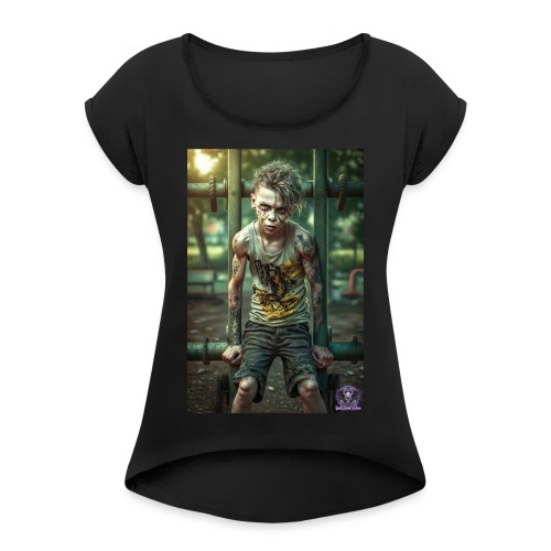 Zombie Kid Playground B09: Zombies Everyday Life - Women's Roll Cuff T-Shirt