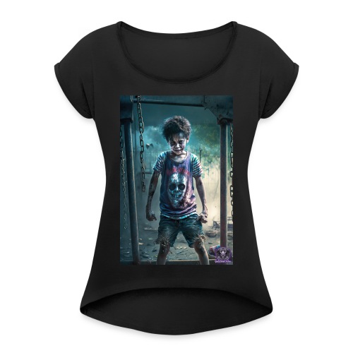 Zombie Kid Playground B11: Zombies Everyday Life - Women's Roll Cuff T-Shirt