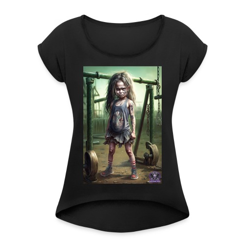Zombie Kid Playground G05: Zombies Everyday Life - Women's Roll Cuff T-Shirt