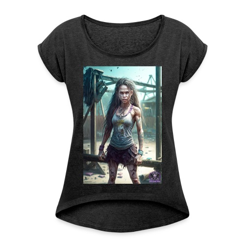 Zombie Kid Playground G06: Zombies Everyday Life - Women's Roll Cuff T-Shirt