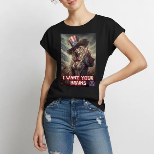 Zombie Aunt Samantha Wants You #13T Patriot Undead - Women's Premium Roll Up Sleeve T-Shirt