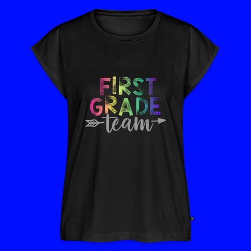 First Grade Team Teacher T-Shirts Rainbow - Women's Premium Roll Up Sleeve T-Shirt