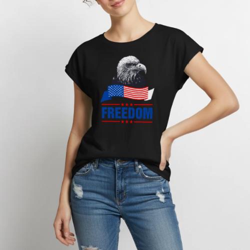 American Eagle of Freedom - Women's Premium Roll Up Sleeve T-Shirt