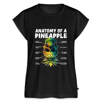 Anatomy of a Pineapple Upside Down Pineapple - Women's Premium Roll Up Sleeve T-Shirt - black - Front - AI Model Female 180 light (180cm)