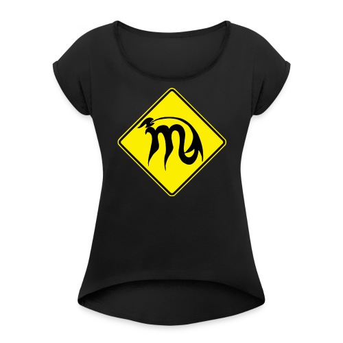 Australian Road Sign Scorpio symbol - Women's Roll Cuff T-Shirt