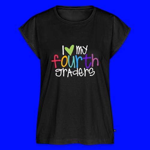 I Love My Fourth Graders Teacher Shirt - Women's Premium Roll Up Sleeve T-Shirt