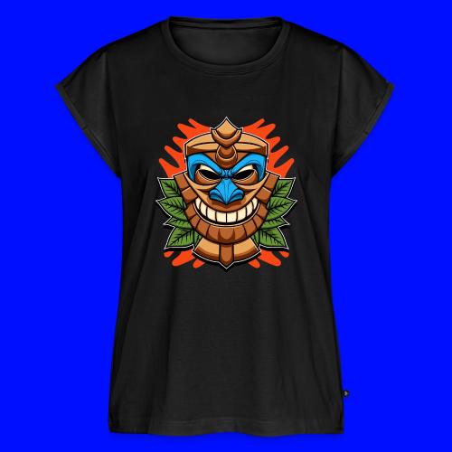 Tiki Statue - Women's Premium Roll Up Sleeve T-Shirt