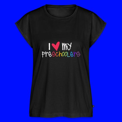 I Love My Preschoolers Teacher Shirt - Women's Premium Roll Up Sleeve T-Shirt
