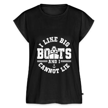 boat boat owner gift - Women's Premium Roll Up Sleeve T-Shirt - black - Front - AI Model Female 180 light (180cm)
