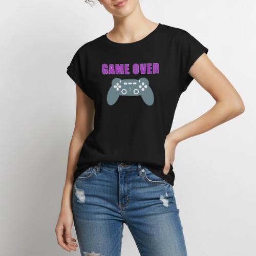 Game Over Gamer Controller Design - Women's Premium Roll Up Sleeve T-Shirt