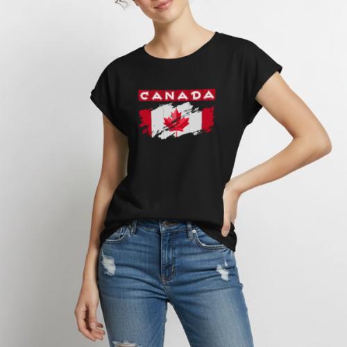 Canada, Inspired by the Canadian flag - Women's Premium Roll Up Sleeve T-Shirt