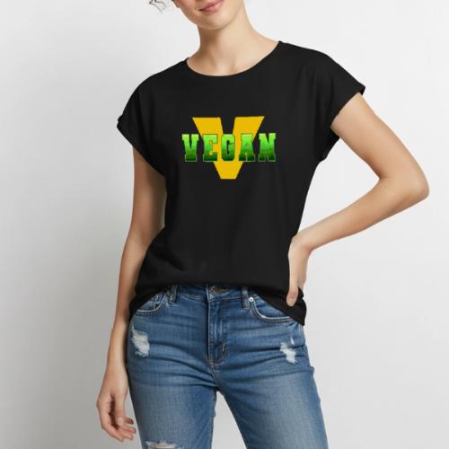 Vegan Energy V - Women's Premium Roll Up Sleeve T-Shirt