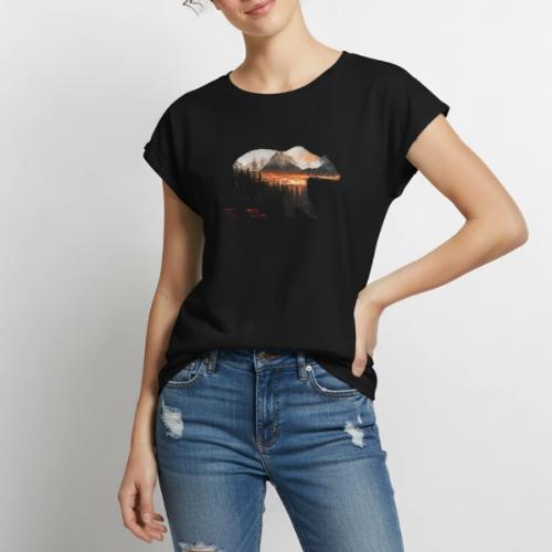 Canada Bear: fiery tones - Women's Premium Roll Up Sleeve T-Shirt