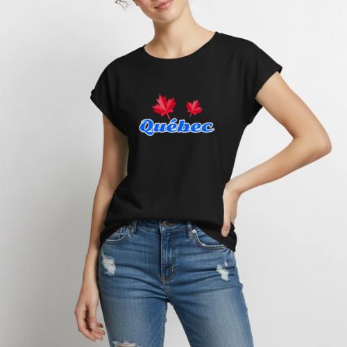 Québec with two red maple leaves - Women's Premium Roll Up Sleeve T-Shirt