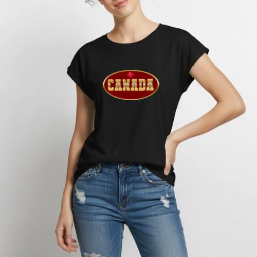 Canada in golden letters - Women's Premium Roll Up Sleeve T-Shirt