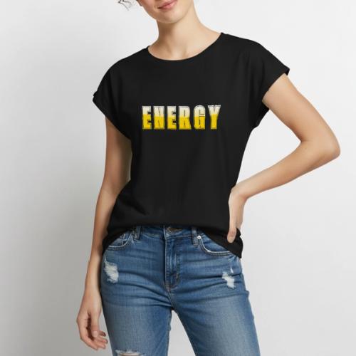 ENERGY Electric Yellow Power Word Design - Women's Premium Roll Up Sleeve T-Shirt